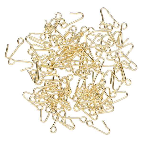 Clasp, hook, gold-finished brass, 16x4mm. Sold per pkg of 100. image number 0