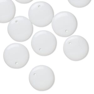 Drop, Preciosa, Czech pressed glass, opaque opaline white, 12mm flat round. Sold per pkg of 10.