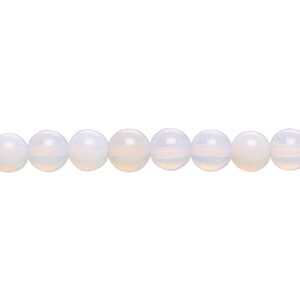 Bead 1pkg1, sea "opal" glass, pink, 6mm round. 15-1/2 to 16 inch strand.