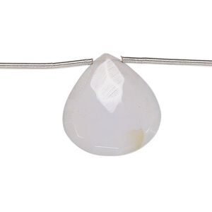 Blue chalcedony 1pkg7, hand-cut top-drilled faceted puffed teardrop bead natural graduated 15x14mm-21x20mm