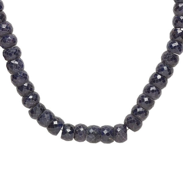 Blue sapphire 1pkg1, hand-cut faceted rondelle bead C grade, 14 inch 12x9mm-14x11mm image number 0