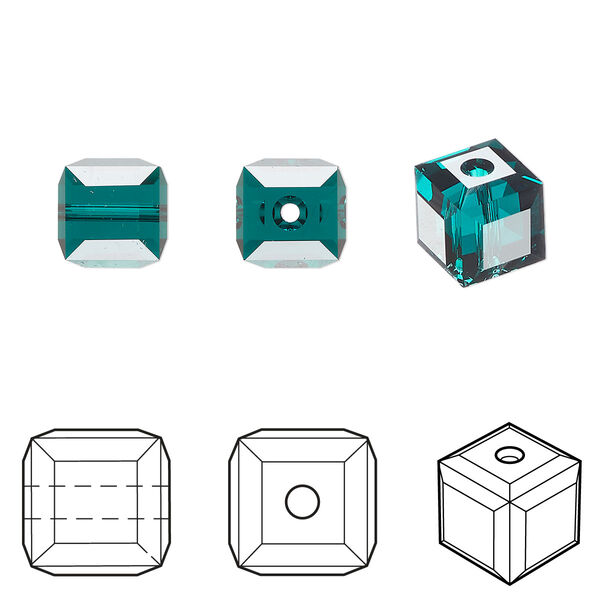 Bead 6pk emerald, Crystal Passions® 8mm cube 5601 image number 0