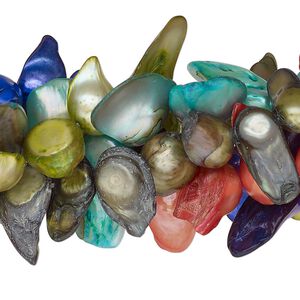 Pearl mix, cultured freshwater (dyed), mixed colors, 11x8mm-29x15mm baroque, D- grade, Mohs hardness 2-1/2 to 4. Sold per pkg of (5) 15" to 16" strands.