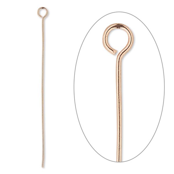 Eye pin, copper, 2 inches, 22 gauge. Sold per pkg of 50. image number 0