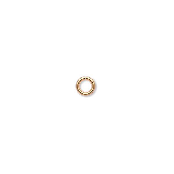 Jump ring, gold-plated brass, 5mm round, 3mm inside diameter, 18 gauge. Sold per pkg of 100. image number 0