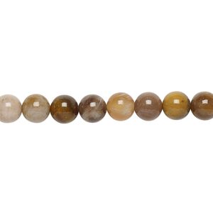 Petrified wood 1pkg1, round bead natural 15.5-16 inch 6mm