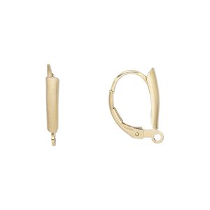 Ear wire leverback 1pkg2 14Kt gold-filled, 16mm / 13x3mm shield / open loop, 1 pair