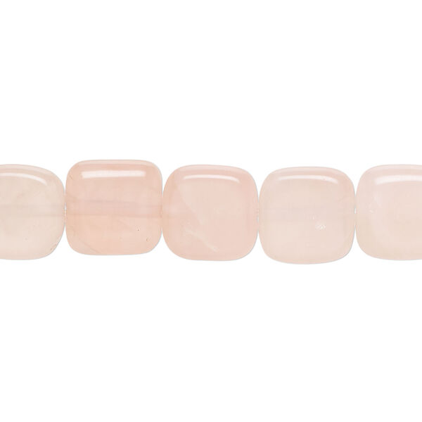 Rose quartz 1pkg1, rounded flat square bead natural, 15 inch 10mm image number 0