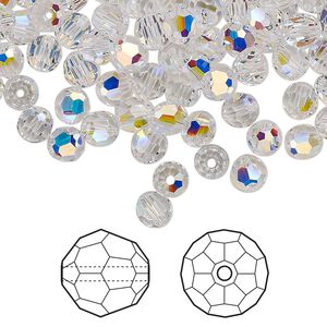 Bead 144pk crystal AB, Crystal Passions® 5mm round 5000