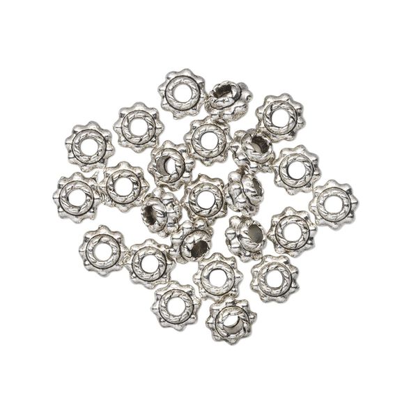 Bead, antiqued "pewter" (zinc-based alloy), 5x3mm beaded rondelle. Sold per pkg of 24. image number 0