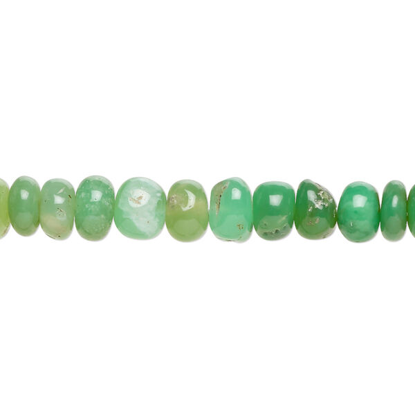 Bead, chrysoprase (natural), 6x3mm-7x5mm hand-cut rondelle with set pattern and 0.4-1.4mm hole, B- grade, Mohs hardness 6-1/2 to 7. Sold per 14-inch strand, approximately 85 beads. image number 0