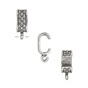 Component, JBB Findings, antique silver-plated brass, 9x4mm beaded rondelle with open loop, 7x3mm inside diameter. Sold per pkg of 2.