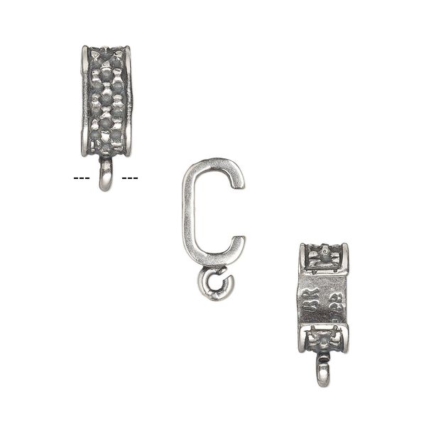 Component, JBB Findings, antique silver-plated brass, 9x4mm beaded rondelle with open loop, 7x3mm inside diameter. Sold per pkg of 2. image number 0