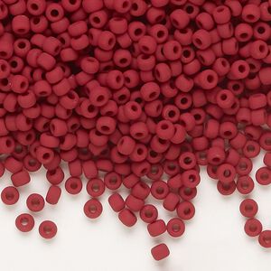 Seed bead, Dyna-Mites™, glass, opaque matte brick red, #8 round. Sold per 1/2 kilogram pkg.