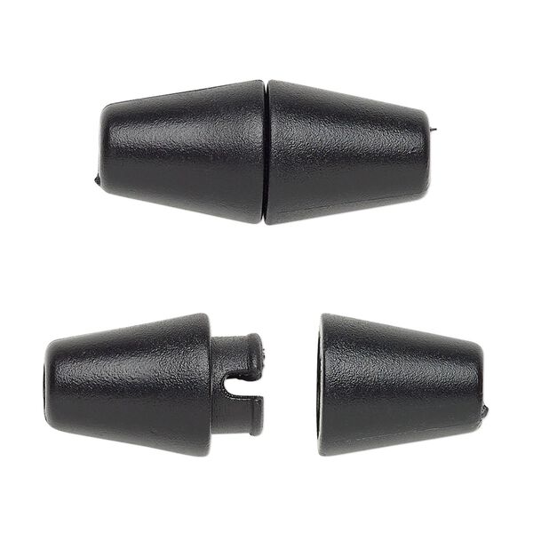 Clasp, breakaway, plastic, black, 27x12mm double cone. Sold per pkg of 50. image number 0
