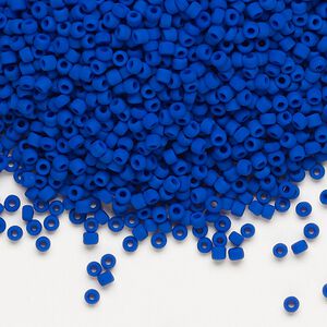 Seed bead, Dyna-Mites™, glass, pkg/1/2kg, #11 round, opaque matte dark blue, (738MA 11/0 RR).