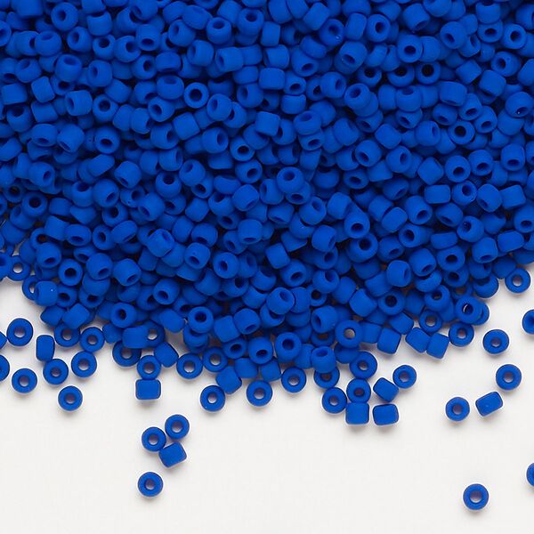 Seed bead, Dyna-Mites™, glass, pkg/1/2kg, #11 round, opaque matte dark blue, (738MA 11/0 RR). image number 0