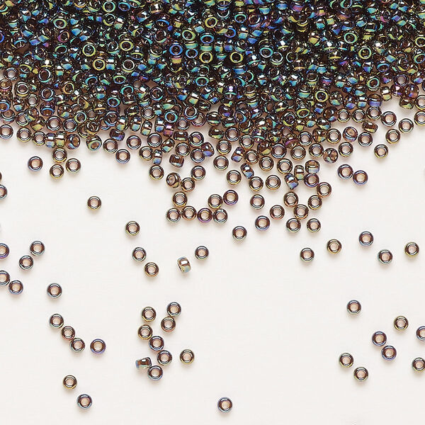 Seed bead, Miyuki, glass, pkg/250g, #15 rocaille, translucent rainbow root beer (RR-296). image number 0