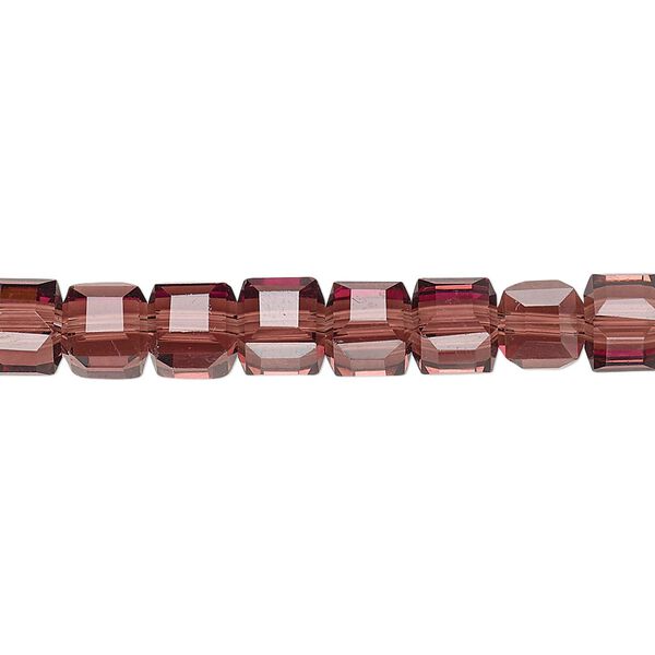 Bead 1pk 18 facets transparent amethyst purple, Celestial Crystal® 6mm cube 15.5-16 inch image number 0