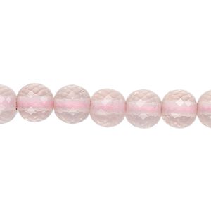 Rose quartz 1pkg10, hand-cut faceted round bead natural 8mm