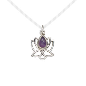 Amethyst / sterling silver 1pkg1, open lotus drop natural antiqued 12x12mm