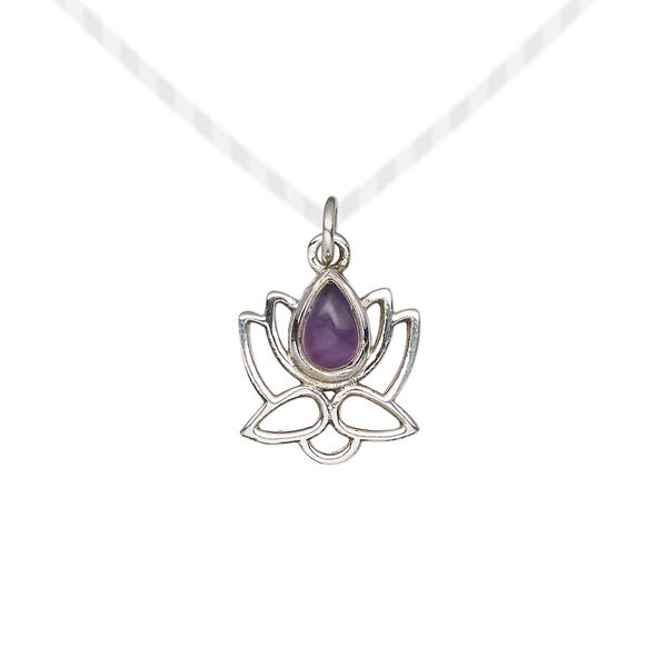 Amethyst / sterling silver 1pkg1, open lotus drop natural antiqued 12x12mm image number 0