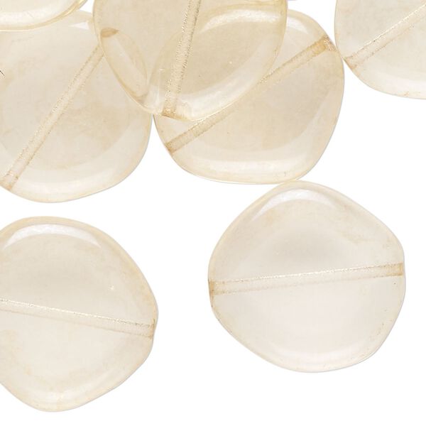 Bead, Czech pressed glass, transparent pale orange, 21x20mm irregular flat round. Sold per 2-ounce pkg, approximately 15 beads. image number 0