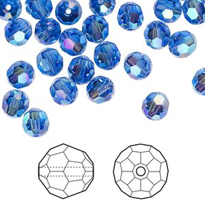 Bead 360pk sapphire shimmer 2X, Swarovski® 6mm round 5000