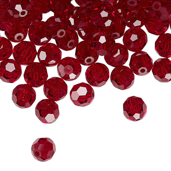Bead 24pk Siam, Preciosa Czech crystal 6mm round image number 0