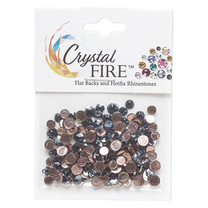 Flat back mix 1pkg144 denim, Crystal FIRE&reg;, 3.80-4.80mm hotfix framed round SS16 / SS20