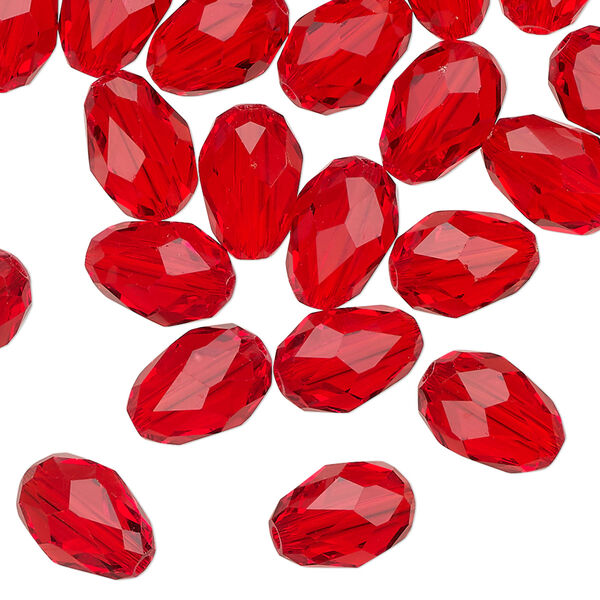 Bead, Celestial Crystal® 1pkg40, 11X7.5mm-12X8mm teardrop / 66 facets, transparent red image number 0