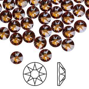 Flat back 144pk light amber foil back, Crystal Passions® 6.32-6.5mm rose round SS30 2088