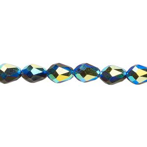 Bead Celestial Crystal® 1pkg60, 8x6mm teardrop / 66 facets, opaque black AB