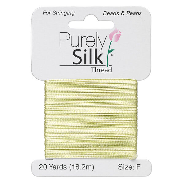 Thread, Purely Silk™, light green, size F. Sold per 20-yard card. image number 0