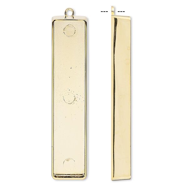 Focal, gold-plated "pewter" (zinc-based alloy), 56x13mm rectangle with 54x11mm non-calibrated rectangle setting. Sold individually. image number 0