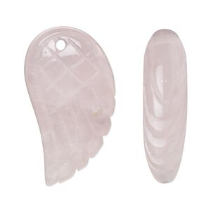 Rose quartz 1pkg1, hand-cut top-drilled 2-sided wing focal natural 31x17mm-32x19mm