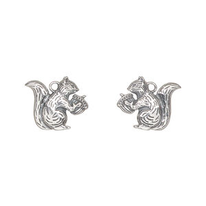 Charm 1pkg1, antiqued sterling silver, 13x12mm 2-sided chipmunk.