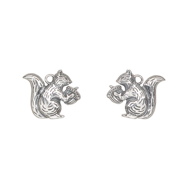 Charm 1pkg1, antiqued sterling silver, 13x12mm single-sided chipmunk. image number 0