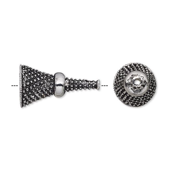 Cone, antique silver-plated bronze, 21x11.5mm textured, 8.5mm inside diameter. Sold individually. image number 0