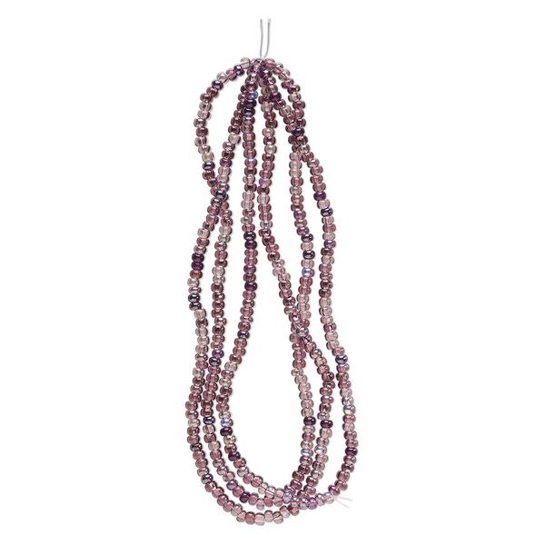 Seed bead, glass, pkg/36inch, #6 rondelle, translucent multi-purple. image number 0