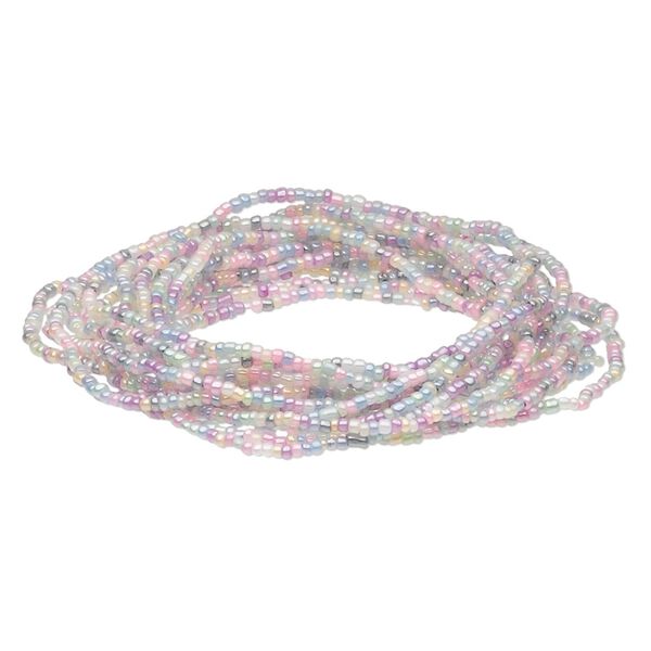 Bracelet, Everyday Jewelry, stretch, glass, ceylon pastel tones, #11 and 2x1mm-3x2mm rounds, 7-1/2 inches. Sold per pkg of 2. image number 0