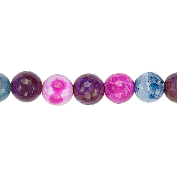 Crackle agate 1pkg1, faceted round bead C grade, 15 inch 8-9mm image number 0