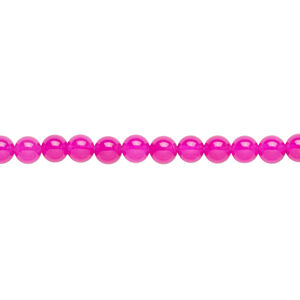 Quartz 1pkg1, round bead, 14 inch hot fuchsia pink 4-5mm