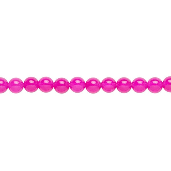 Quartz 1pkg1, round bead, 14 inch hot fuchsia pink 4-5mm image number 0