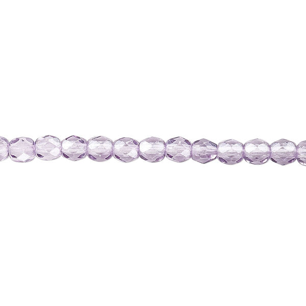 Bead, Czech fire-polished dipped décor glass, translucent lilac, 4mm faceted round. Sold per pkg of 1,200 (1 mass). image number 0