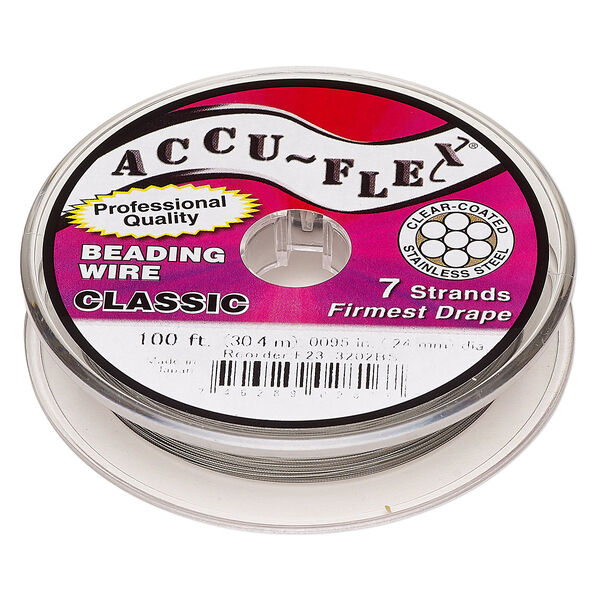 Beading wire, Accu-Flex®, nylon and stainless steel, clear, 7 strand, 0.0095-inch diameter. Sold per 100-foot spool. image number 0