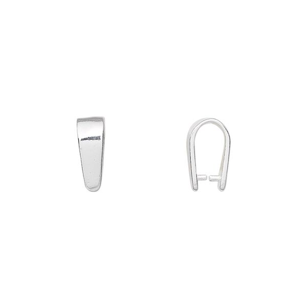 Bail, ice-pick, sterling silver, 11x4mm with 7mm grip length. Sold per pkg of 10. image number 0