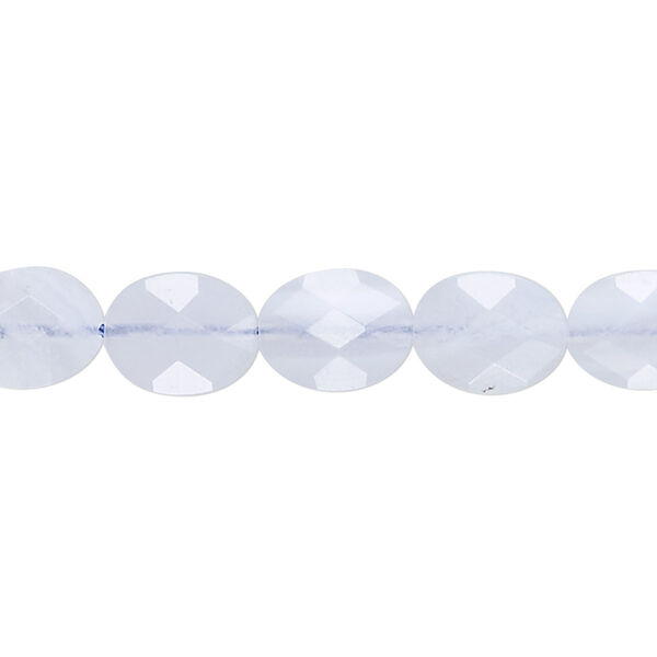 Bead, blue lace agate (natural), 10x8mm faceted oval, B grade, Mohs hardness 6-1/2 to 7. Sold per 8-inch strand, approximately 20 beads. image number 0