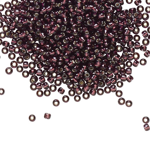 Seed bead, TOHO BEADS®, glass, pkg/250g, #11 round, transparent silver-lined amethyst (TR-11-26C). image number 0