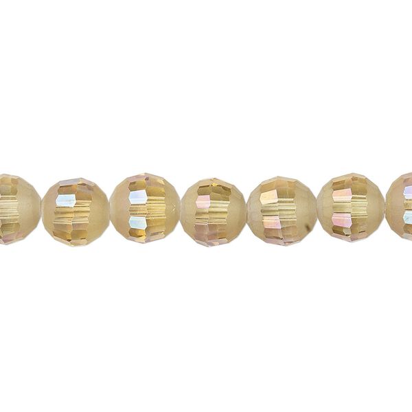 Bead 1pk 96 facets translucent golden champagne AB half-matte, Celestial Crystal® 8mm round 8 inch image number 0